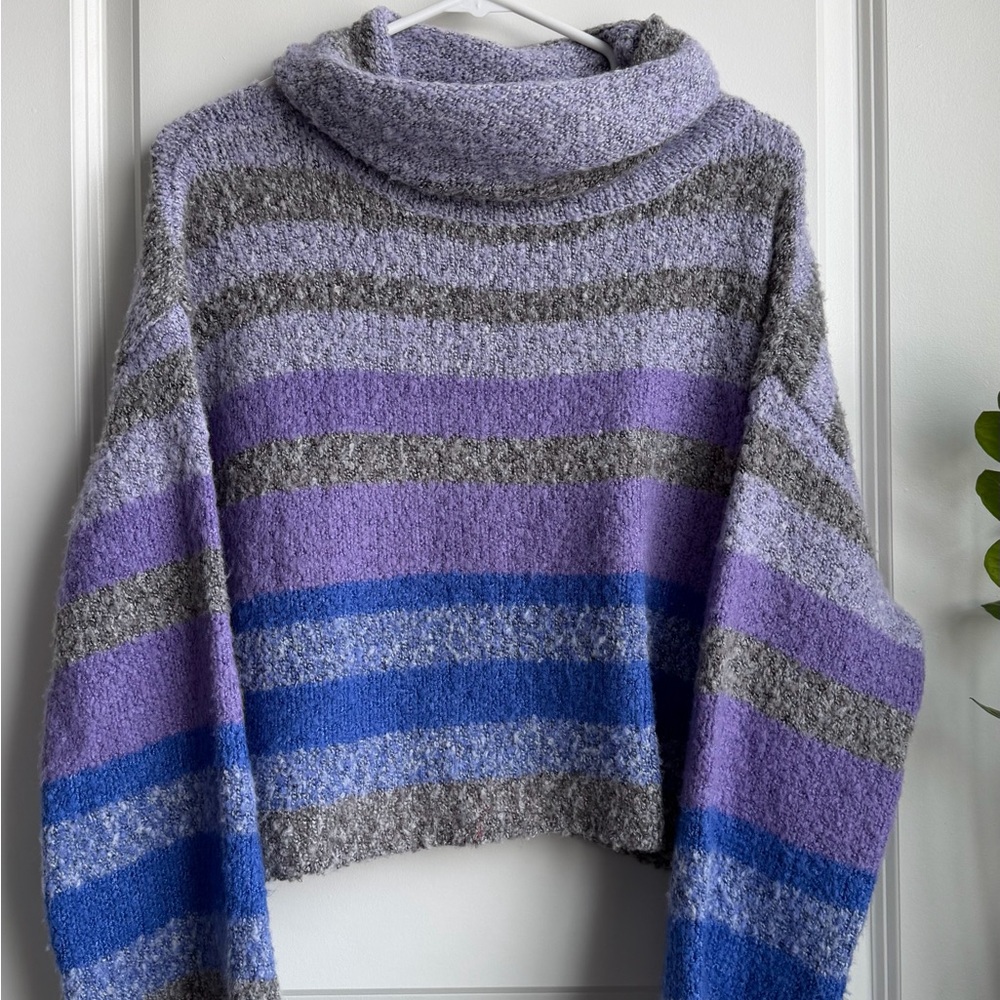 Sincerely Jules Striped Cropped Cowl Neck Sweater | Size XS